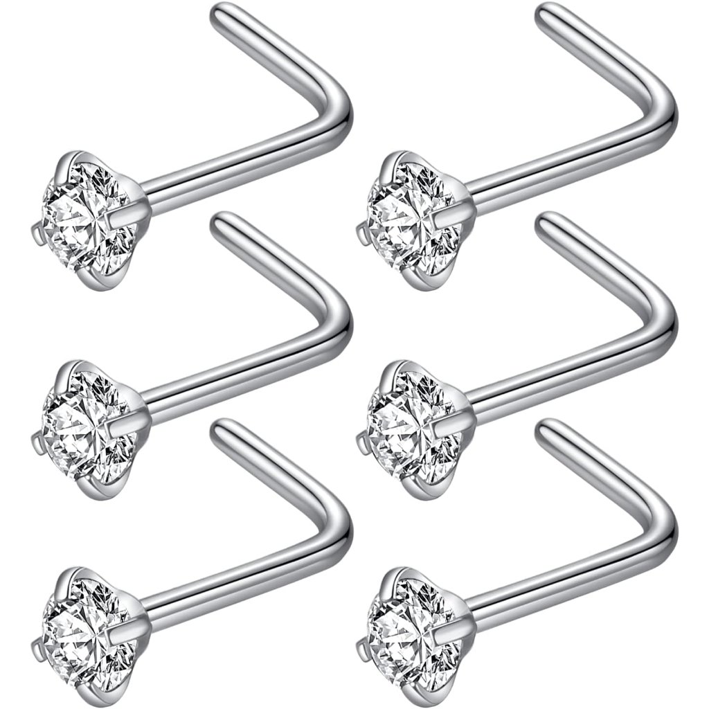 316l Surgical Steel 22g20g18g Nose Rings Studs LShape Nose Nostrial Piercing